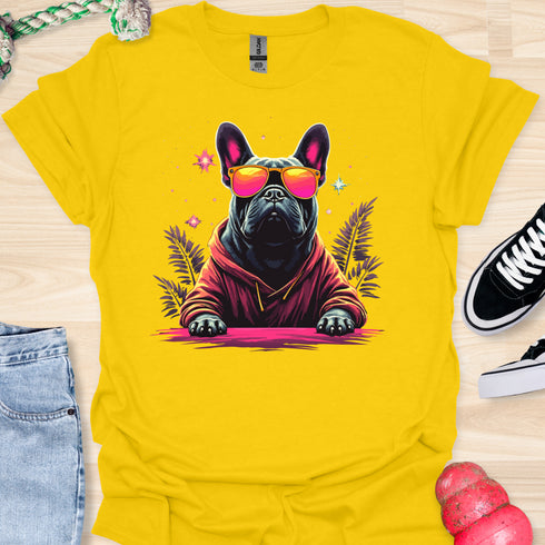 Retro Frenchie with Sunglasses - V3 - Retro Three T-Shirt